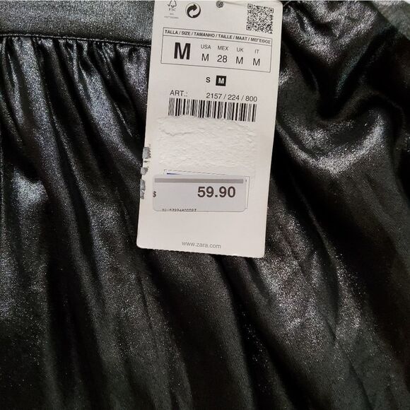 NWT Zara Metallic Gray Midi Skirt Size M - Picture 4 of 11